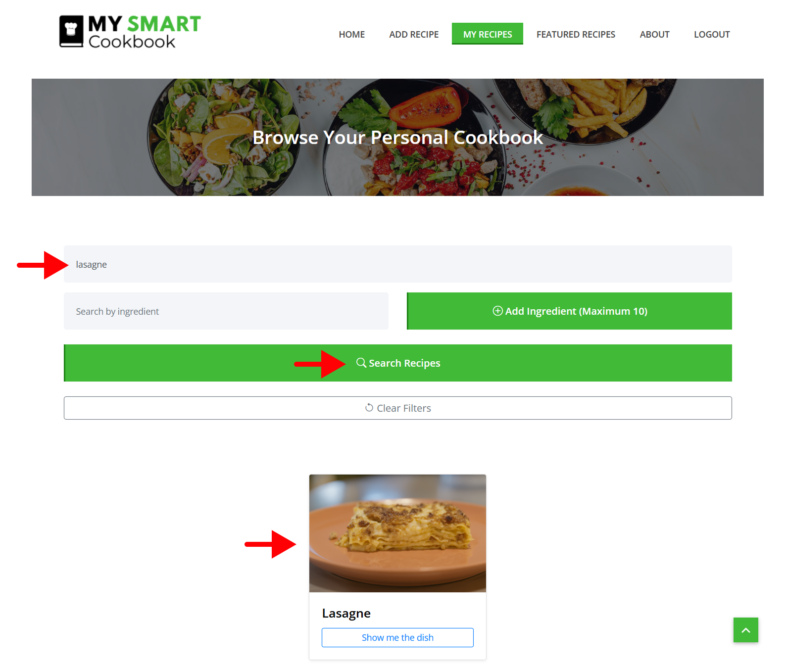 Filter by ingredients