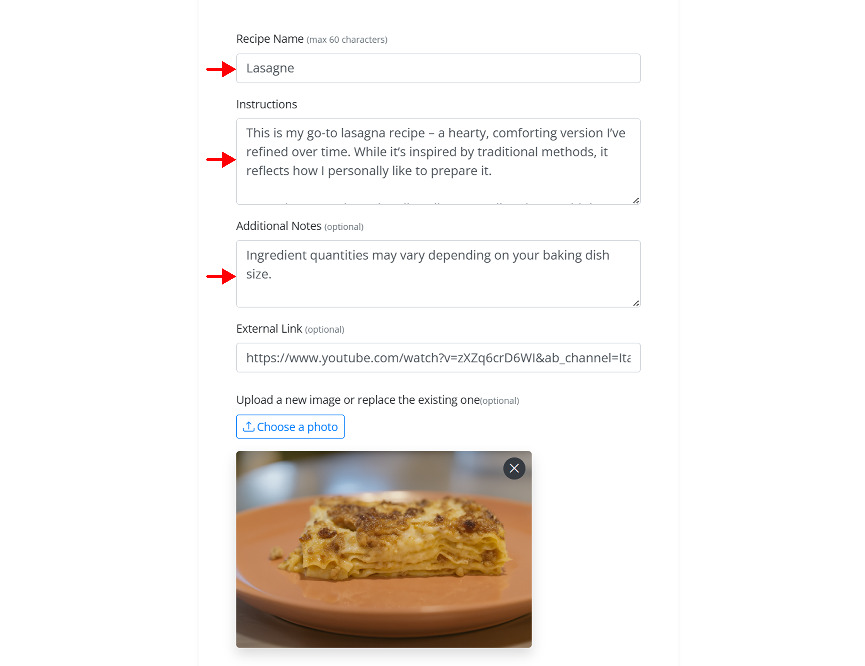 Edit Recipe Overview