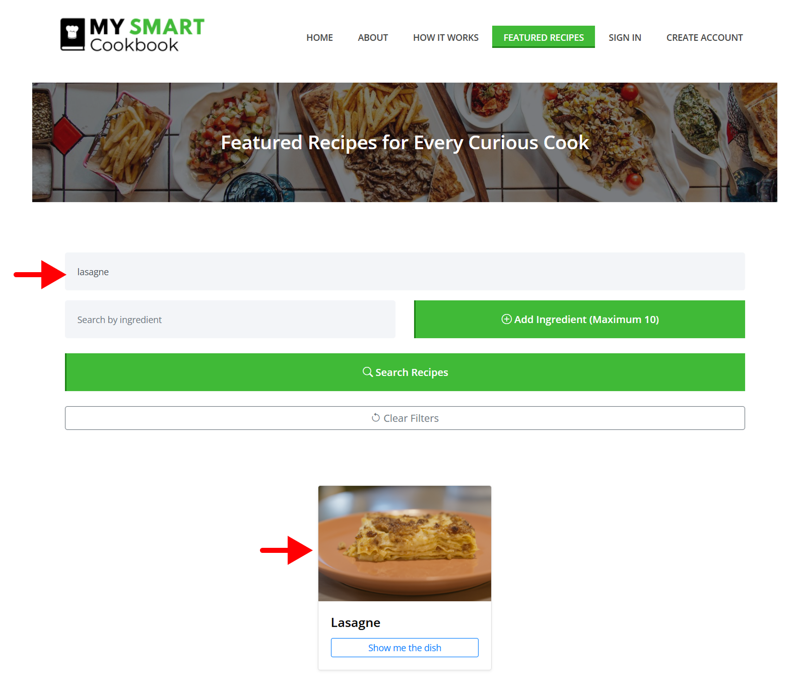 Filter by ingredients